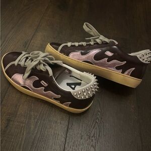 Anthropologie Bibi Lou Gamin Studded Purple and Pink Sneakers